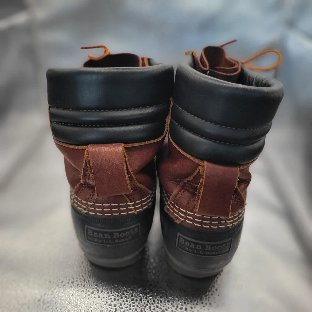 LL Bean Bean Boots Brown Black Leather Duck Boots Mens 11 M Made in USA 8